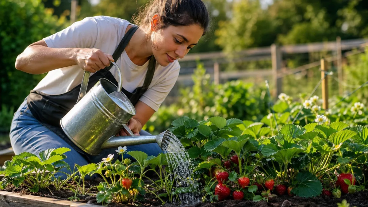 Arroser les fraisiers avec cet ingrédient courant pour grossir visiblement les fruits