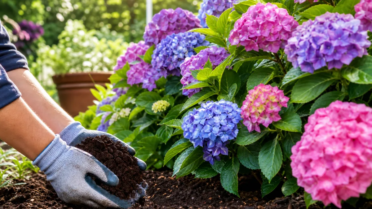 Comment une simple poignee de marc de café au pied des hortensias peut elle booster leur couleur et leur croissance ?