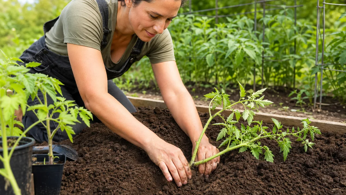 Planter les tomates couchées plutôt que debout : la technique qui change tout sur la vigueur des plants